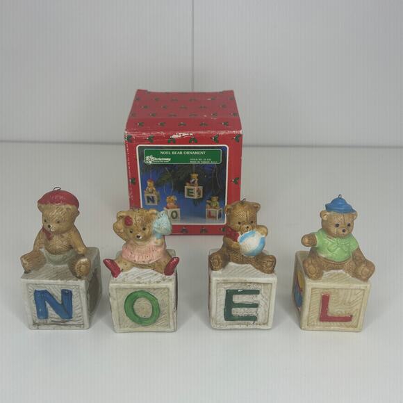 Vintage Noel Bear Ornament Set of 4 with Original Box Christmas Around the World - Picture 1 of 8